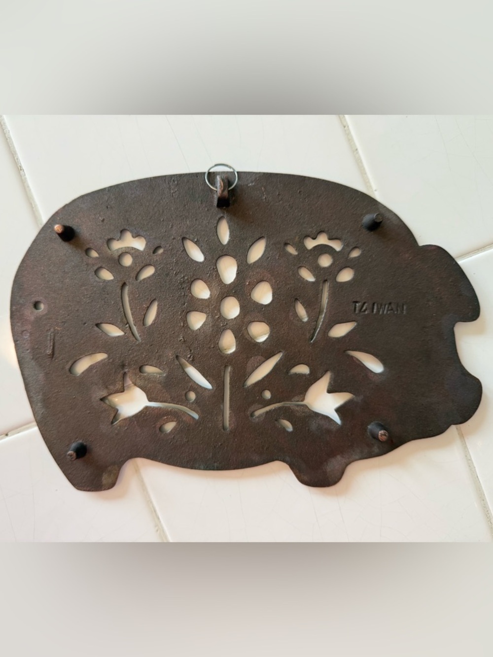 Vintage Pig Copper Plated Cast Iron Pot Holder Trivet 1980’s Farmhouse Taiwan - Picture 5 of 5